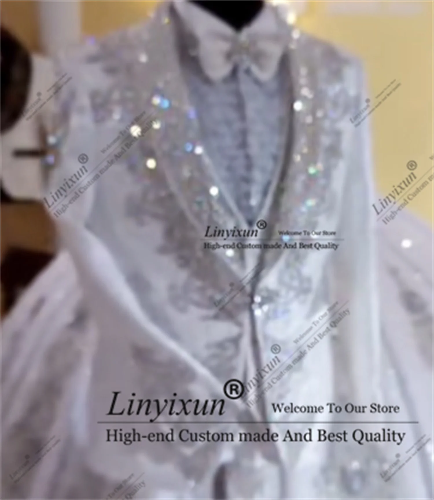 

Design Style Beaded Crystals Men Suits For Wedding Groom Wear Tuxedo 3 Pieces Sets Male Prom Blazers Customized Costume Homme