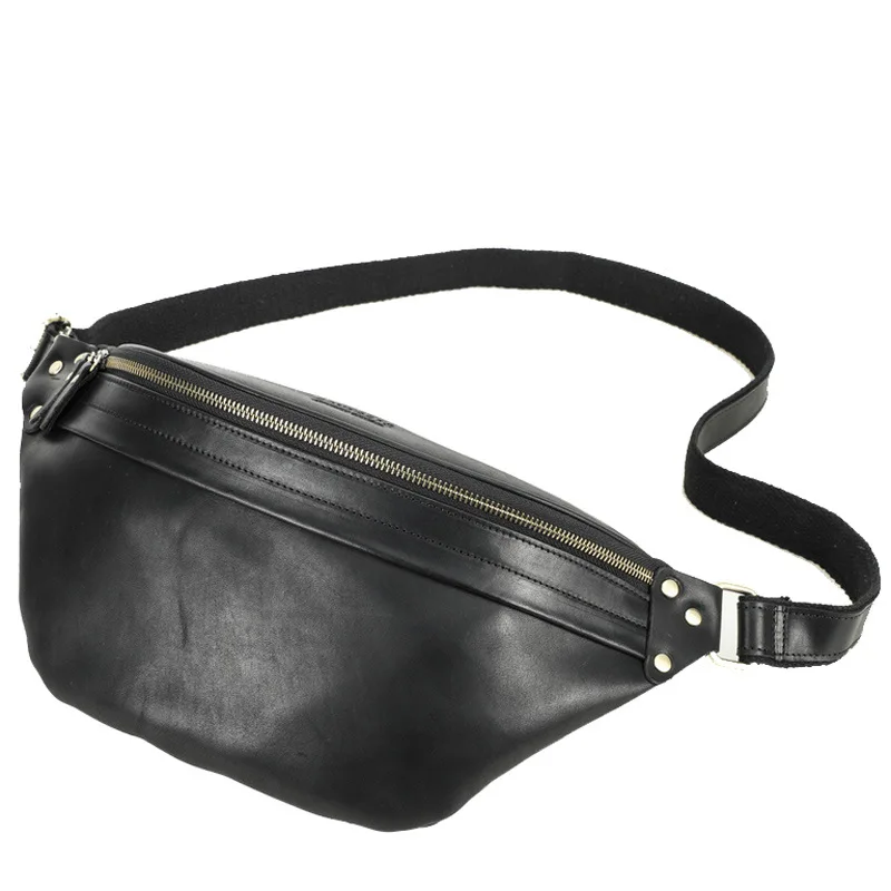 Retro crazy horse cowhide large-capacity multi-functional real leather waist bag for both men and women for mobile phone storage