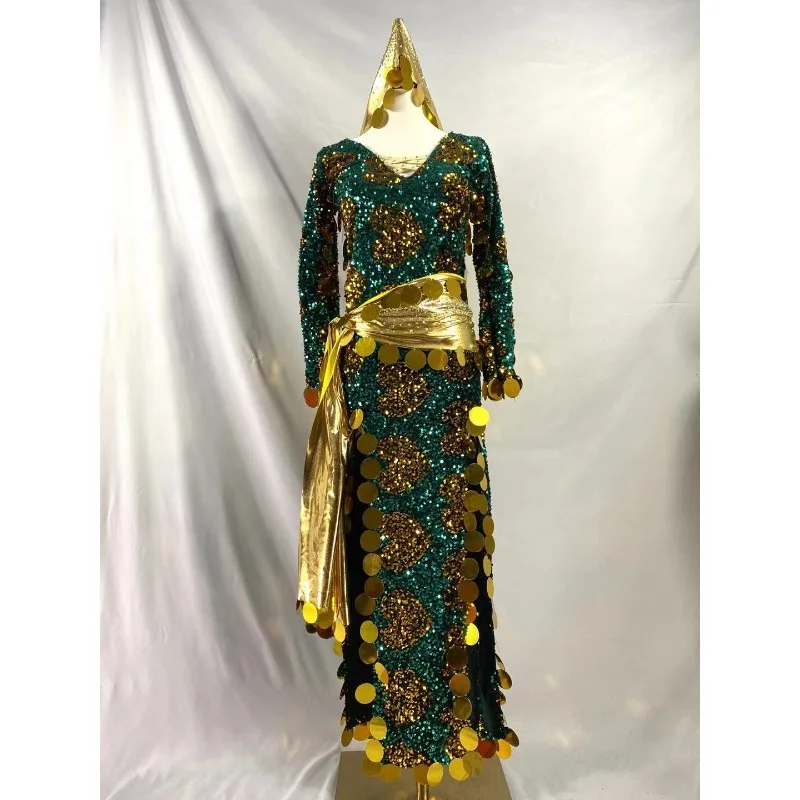 Customized Belly Dancewear Folk Robe Oriental Dance Costumes Performance Dress Baladi Saidi Vine Staff Flash Film Class Dress