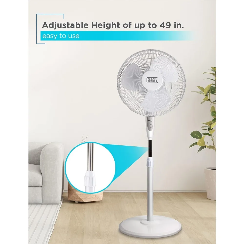 Ventilateur sur pied avec base sur socle, ventilateur sur socle réglable recommandé avec télécommande et panneau de commande tactile, résistant à 90 ° OscillBrian