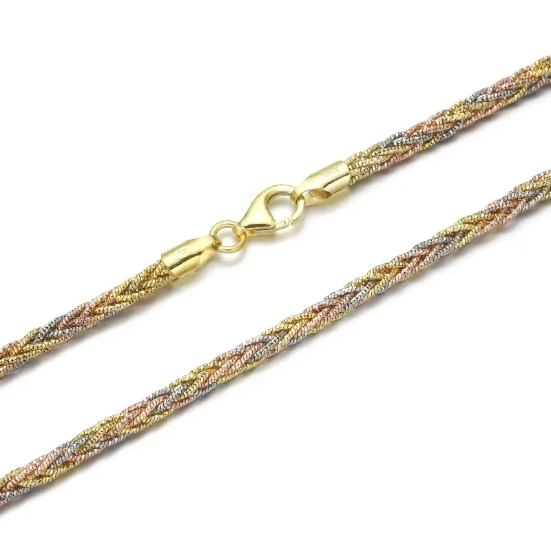 

3mm Rope Chain 925 Sterling Silver Gold Plated Thick Twisted Rope Chain Necklace 3mm Rope Factory Wholesale Sales 2024