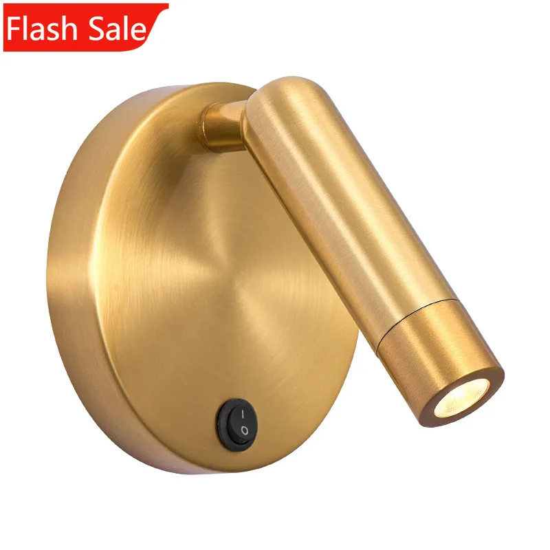

ShinyYing Vintage Brass Reading Wall Light, Adjustable Spot LED Lamp for Bedside Hotel Room, Modern Minimalist