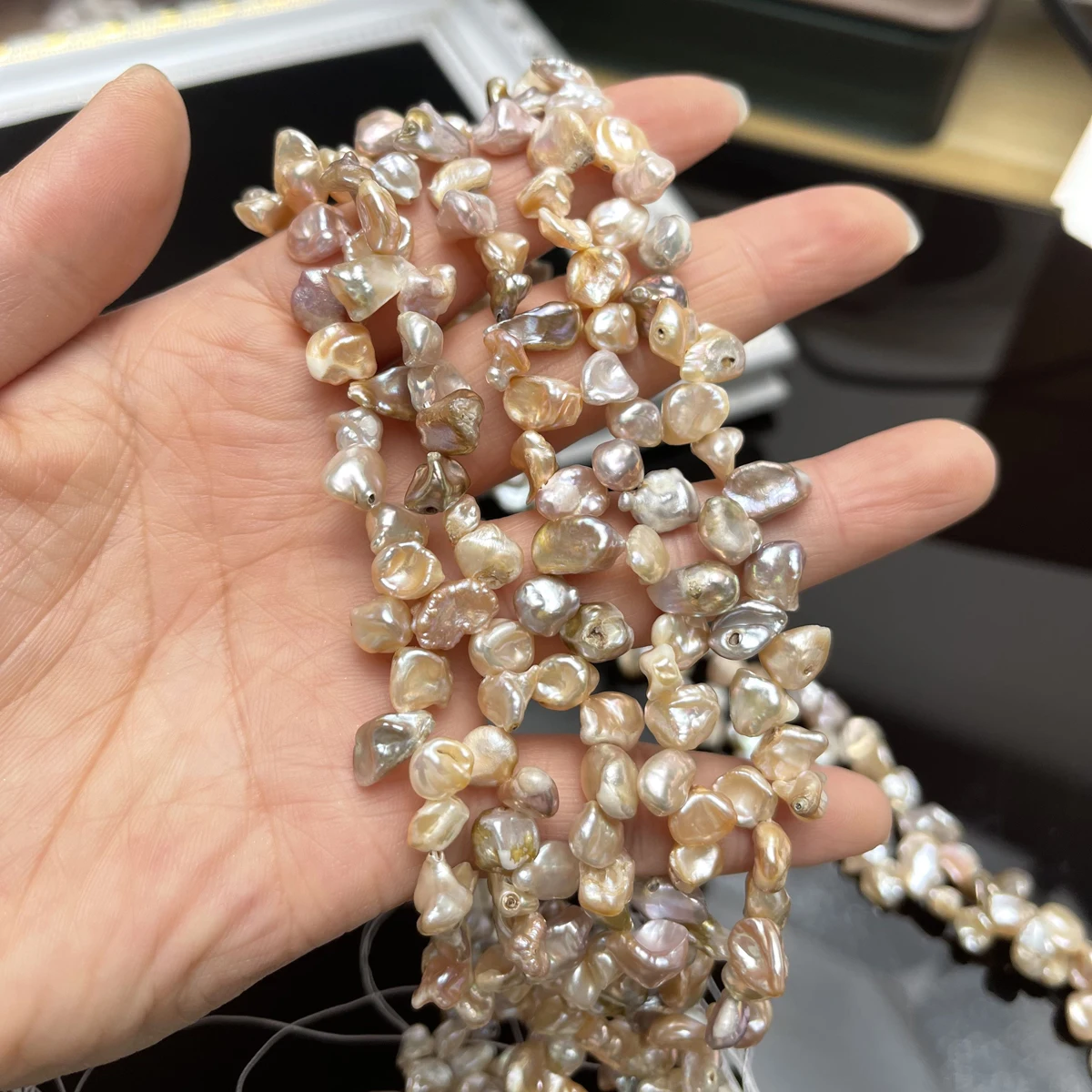 

Natural Freshwater Pearl Rice Pink Purple Irregular 8-10mm Petals for Jewelry Make DIY Necklace Earring Bracelet Accessory Women