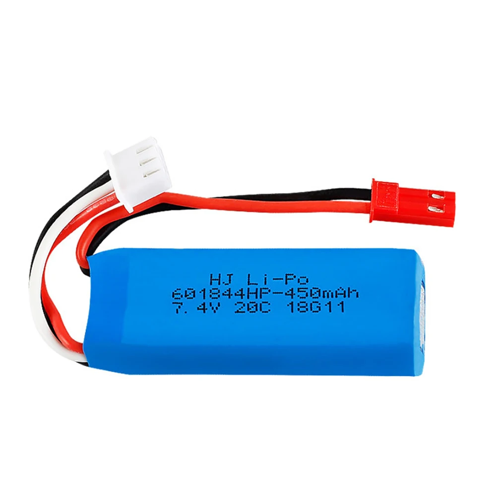 2pcs/Lot 7.4V 450mAh 20C Lipo Battery With 2S Balance Charger For WLtoys K969 K989 K999 P929 P939 RC Car 7.4V 601844 Battery