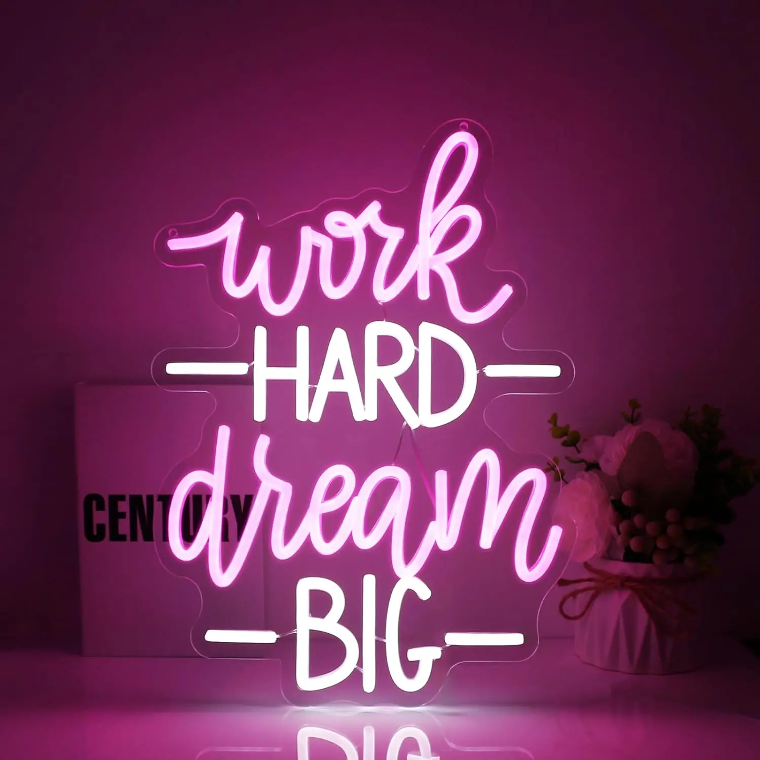 

Work Hard Dream Большая неоновая вывеска для настенного декора с питанием от USB для комнаты для девочек Домашний художественный декор стены День рождения Свадьба Декор окна