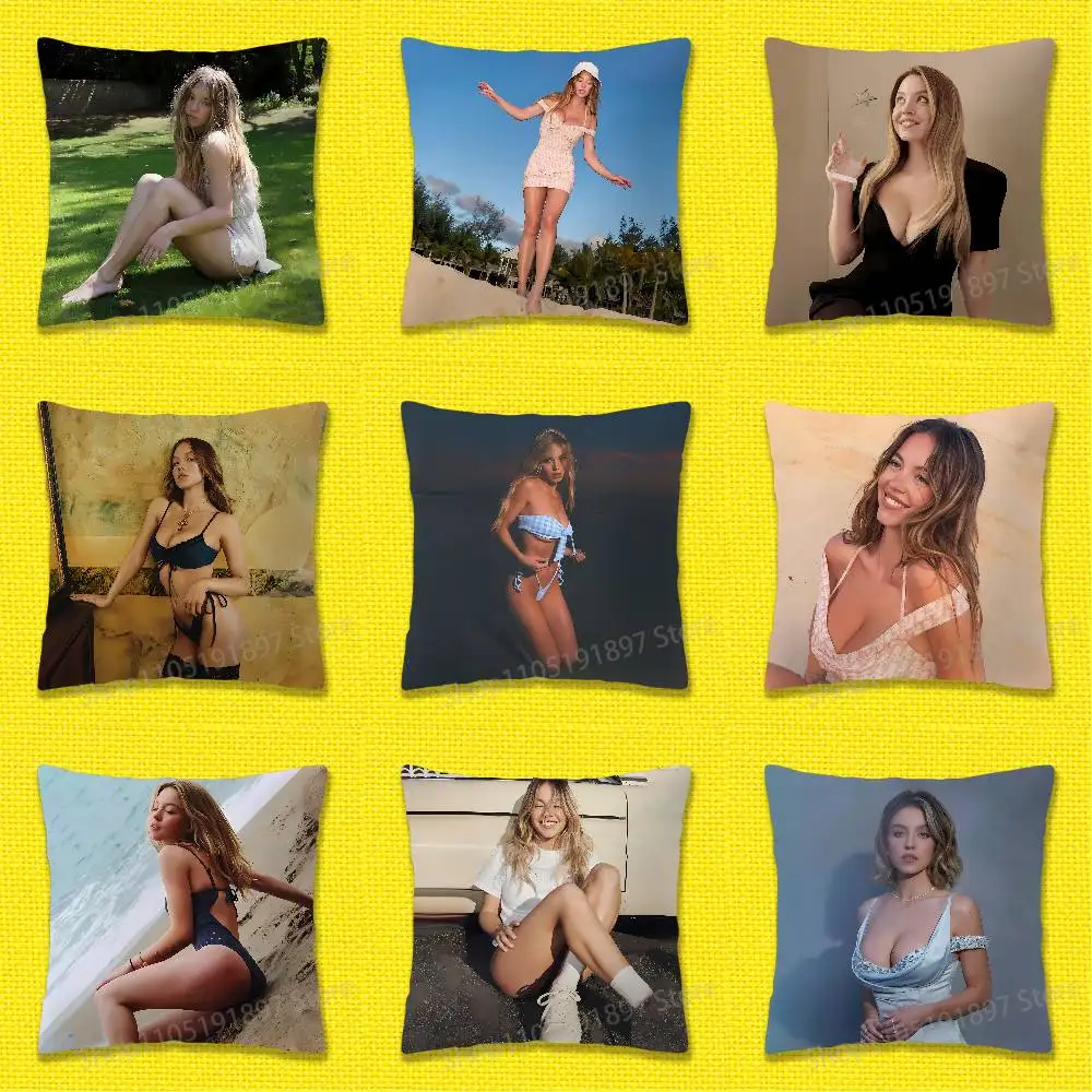 

American Actress S-Sydney Sweeney Throw Pillow Case For 45*45cm 40cm 30cm 50cm 55cm Square Home Pillowcase Case