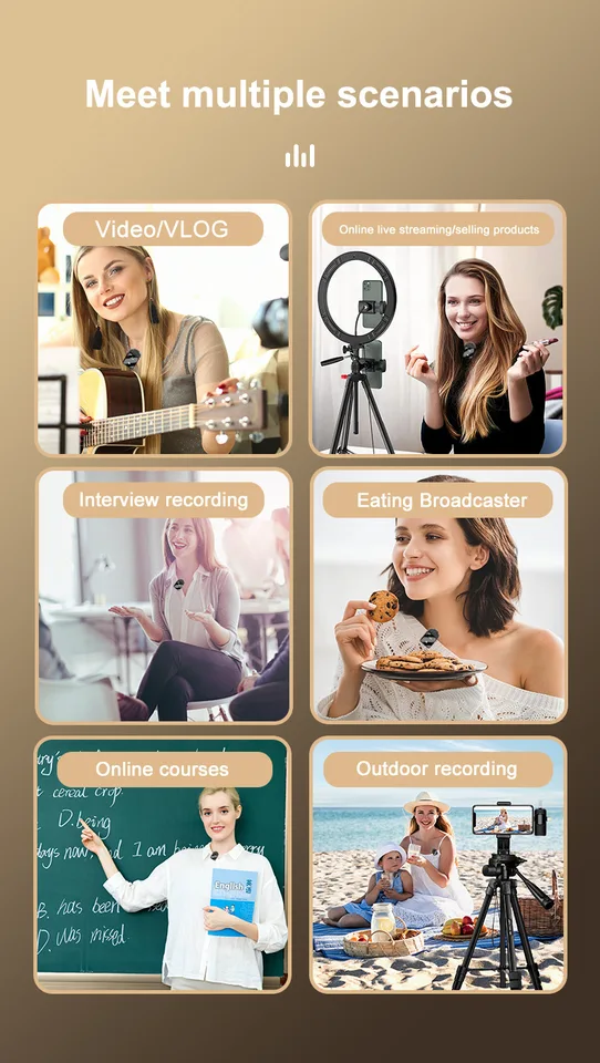Micrófono de solapa inalámbrico con cancelación de ruido, recargable, para iOS, Android, podcasts, vlogs, grabaciones en vivo