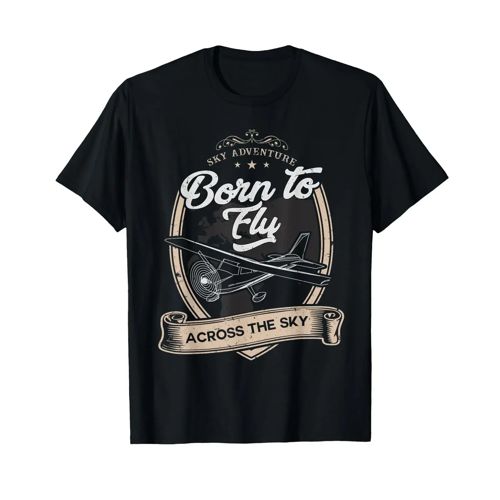 Born Fly Aeroplane Pilot I Airbus Airline T Shirt black vintage Washed homme streetwear graphic Top For Everyday Wear
