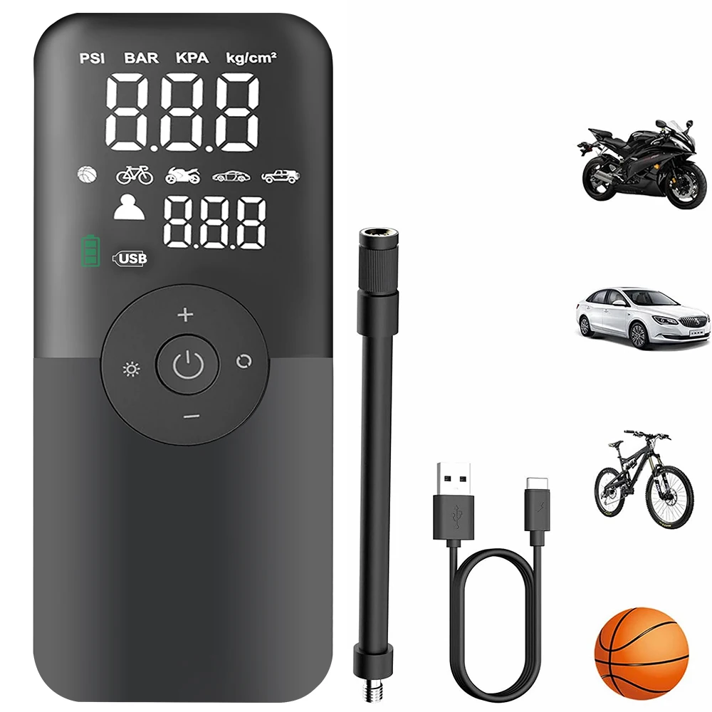 Cordless Car Tyre Inflator Rechargeable Air Pump Tire Inflator Digital For Motocycle Bicycle Balls Portable Compressor 