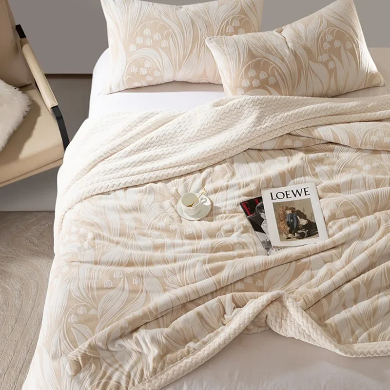 2025 new light luxury carved milk fleece blanket autumn and winter multi-functional thickened blanket office nap sofa blanket