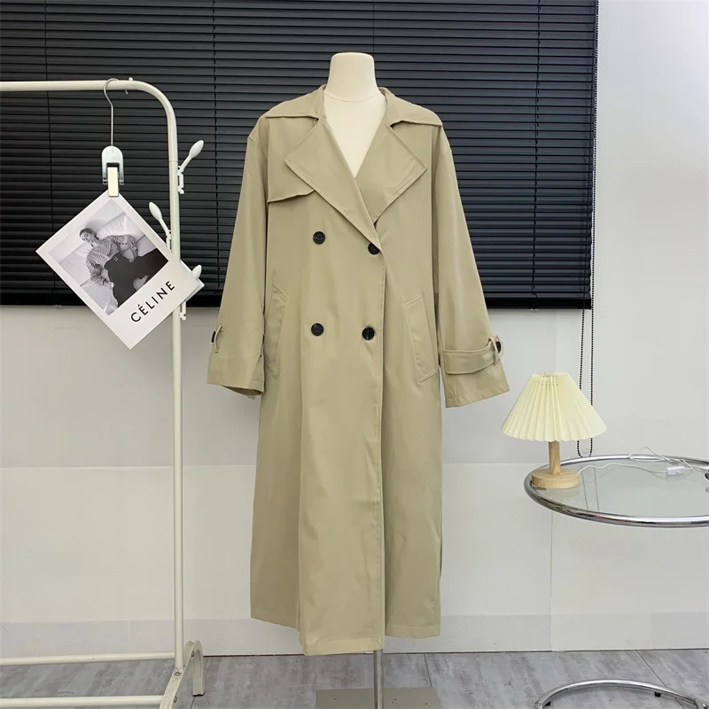 

Korean Fashion Vintage Casual Mid-length Trench Women's Loose Windbreaker Basic Comfort Trench Women's Aesthetic Coat