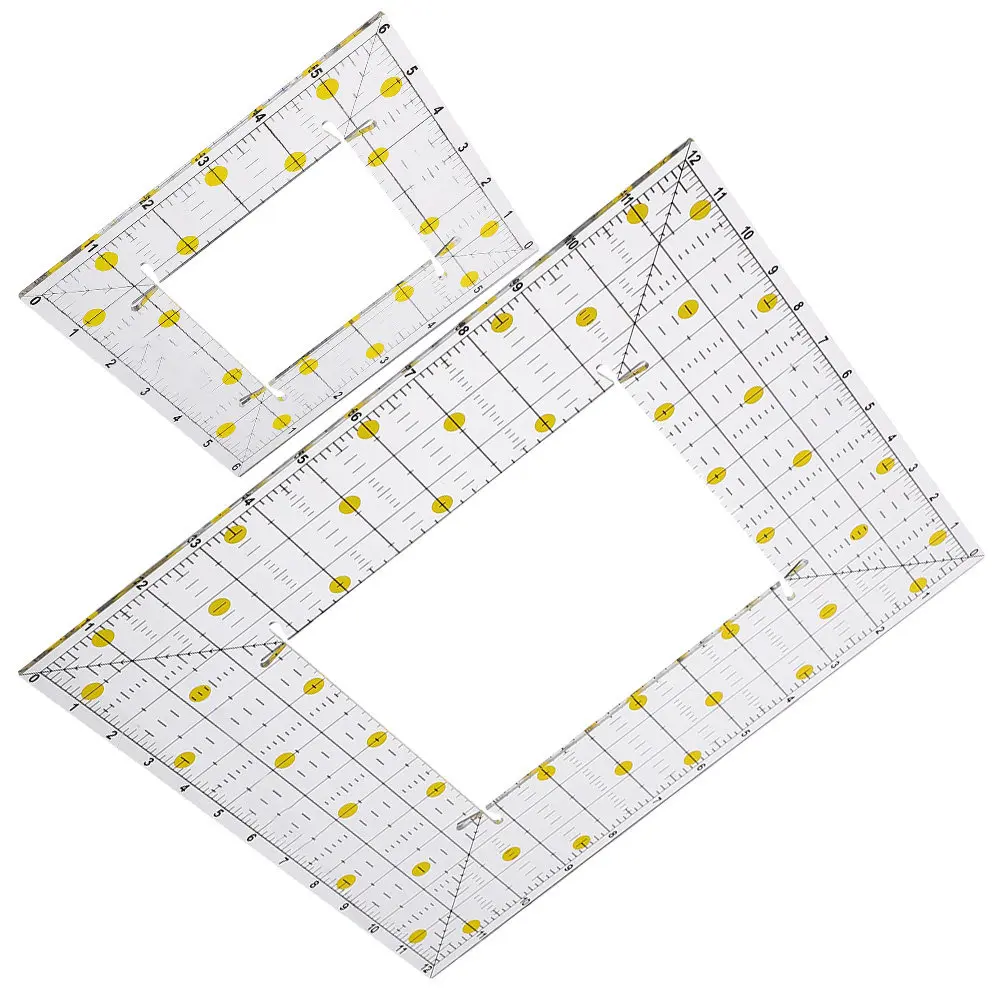 2Pcs Acrylic Quilting Ruler Clear Patchwork DIY Ruler for Fabric Sewing Cutting Drawing Clothing Templates view 4
