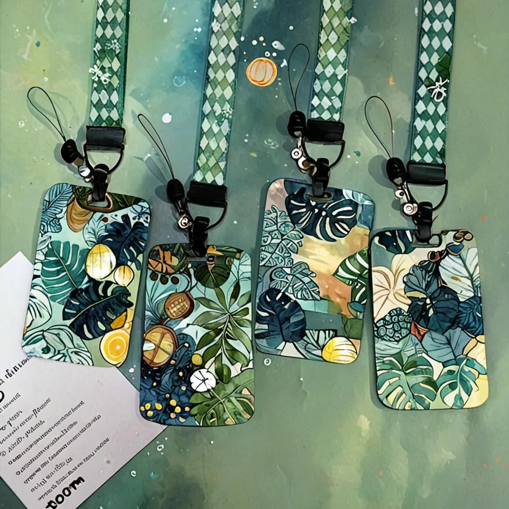 Folhas estampadas capa de cartão de crédito com cordão de plástico proteção de estudante identificação de negócios nome crachá porta-cartão sacos