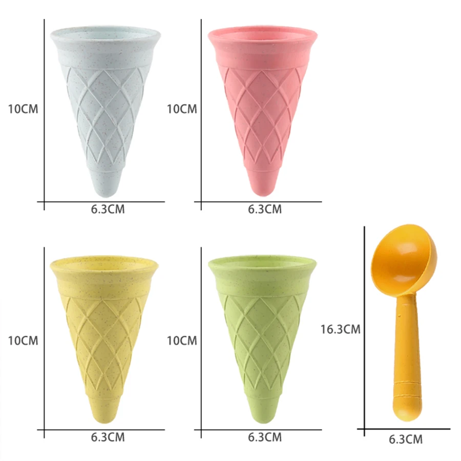 Kinder Spielen Haus Spielzeug Strand Eis Rohr Graben Löffel Set Material von Weizen Stroh Eis Tasse Strand Spielzeug