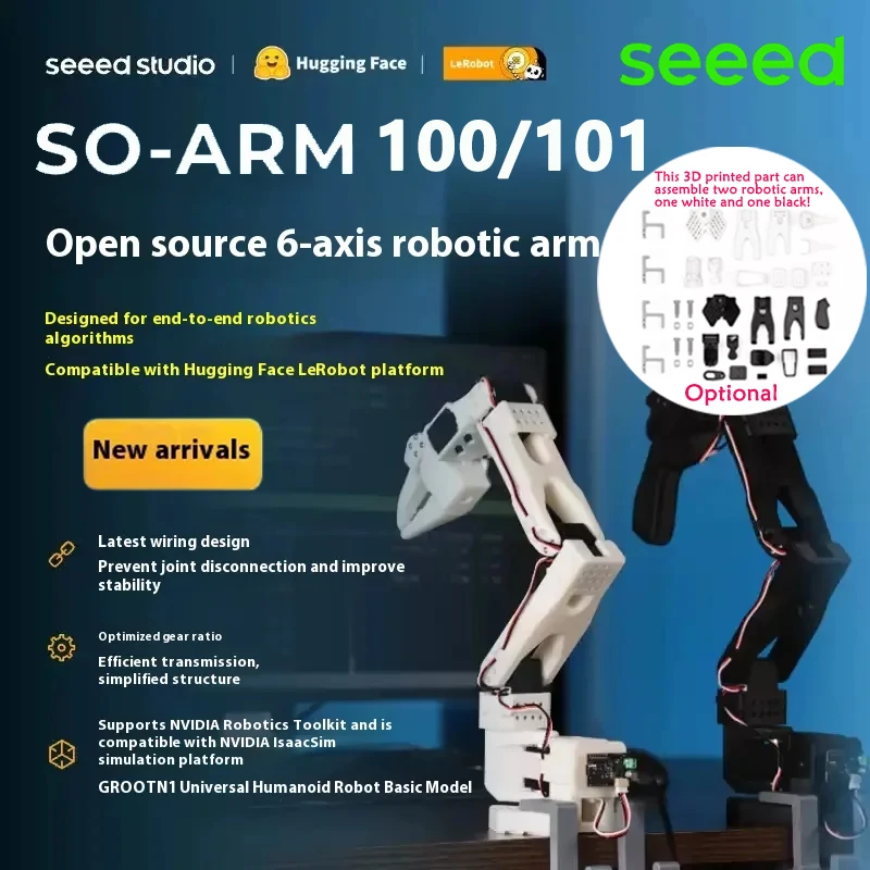 

Комплект серводвигателя Seeed SO-ARM101 / SO-ARM101 AI-Arm Pro для LeRobot (печатные детали 3D на выбор), недорогой