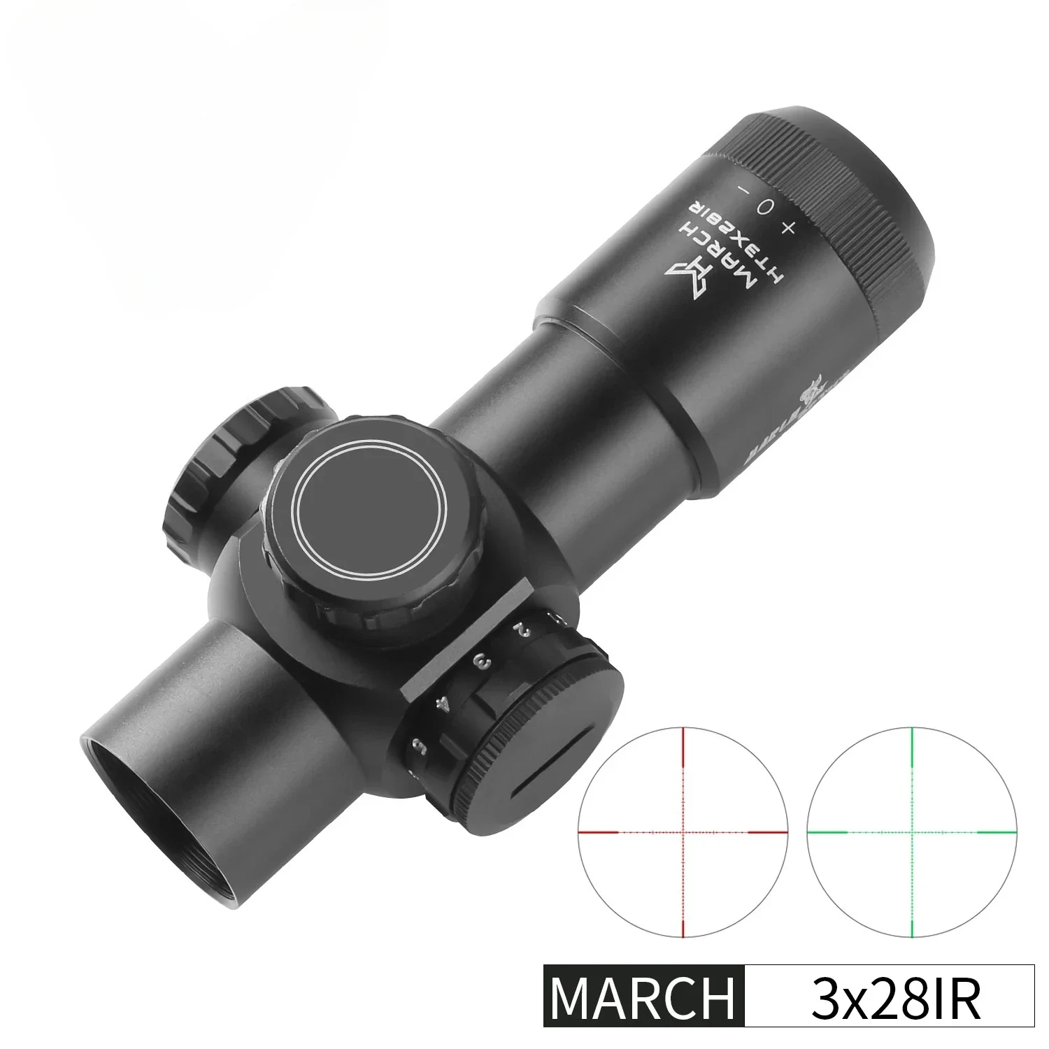 March H3x28IR Fixed Optic Short Riflescope Sight Green Red Rifle Scope for Hunting Sniper Airsoft Air Guns Red Dot With Mounts