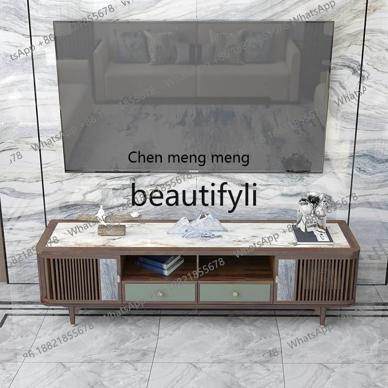 New Chinese ebony TV cabinet, all solid wood light luxury living room locker, high-end living room furniture floor cabinet  R