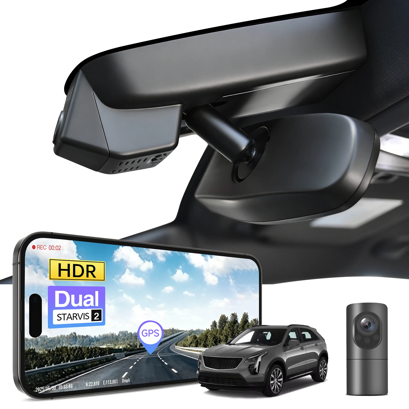 Mangoal Dedicated 4K HDR STARVIS 2 Dash Cam For Cadillac XT4 Car Camera Recorder 2019-2025 WiFi & APP GPS Plug and Play DashCam