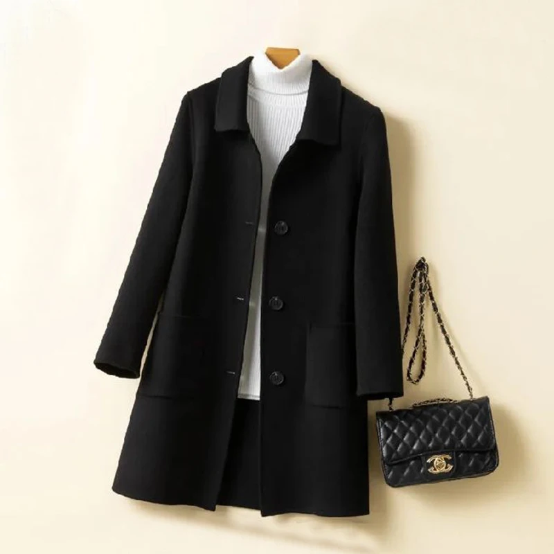 

Осень-зима, женские классические дизайнерские куртки, шерстяные смешанные пальто, модная повседневная одежда для девочек, женская корейская мешковатая верхняя одежда, пальто