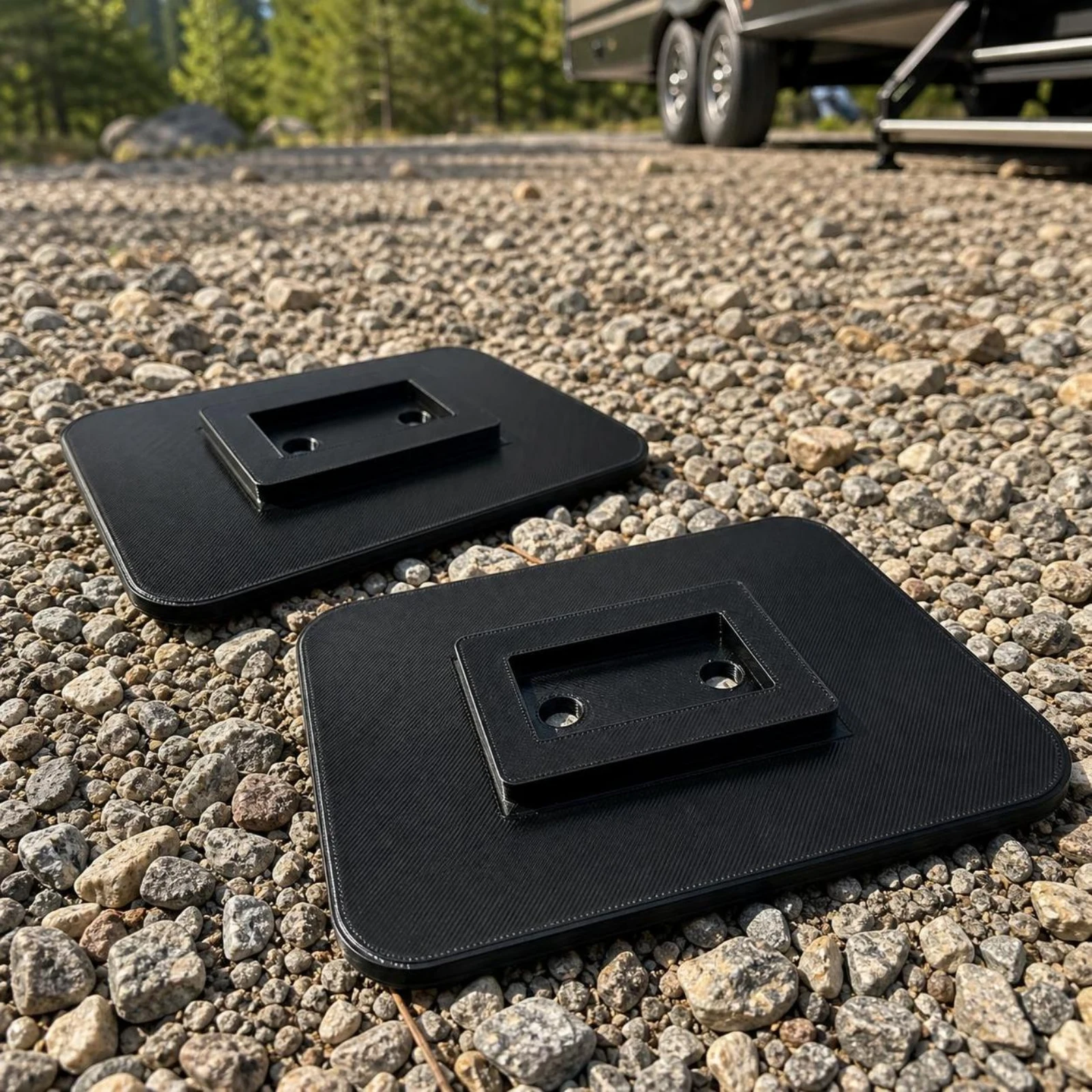 2 Pieces Awning Support Foot Plates Stabilizing RV Awning Foot Plates Bracket Textured Hardware Replacement for Campers