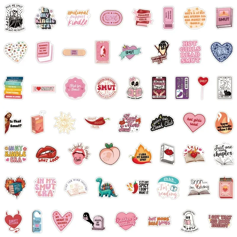 55 قطعة من ملصقات الكتابة على الجدران الشخصية من سلسلة الكتب، مادة نصية جمالية، شارات تزيين الكمبيوتر المحمول