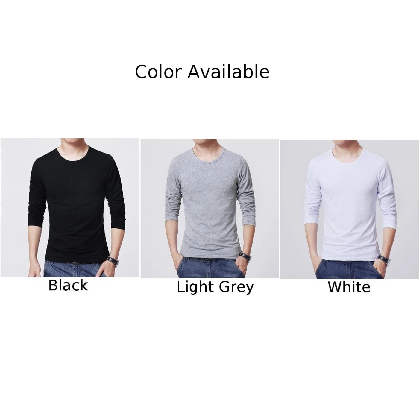 Men\'s Crew Neck Long Sleeve T-Shirts Solid Color Casual Slim Fit T-shirt Fitness Sport Tops Undershirts Men Clothing