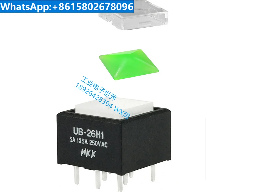 UB-26H1 Japan NKK illuminated button switch 8-pin 2-speed self-locking ON-ON green light UB26SKW035F-JF