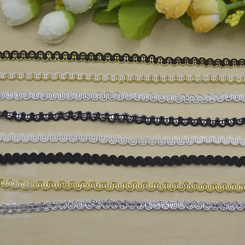 5Meters/196.85In Each Pack New Clothing Accessories Lace Supplies Intimates Exquisite Headwear Accessories Small Curved Gold S-S