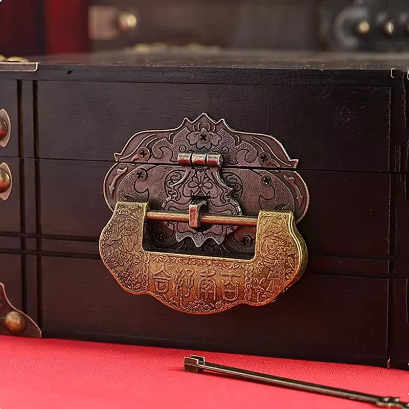 1PC Zinc Alloy Retro Key Lock Office Filing Cabinet Door Locks Chinese-style Jewelry Box Padlock Furniture Hardware