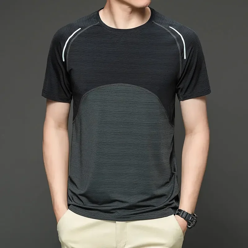 

New Summer Comfortable Men's T-shirt Leisure Fashion Crew Neck Pullover Tops Outdoor Sports Quick Dry Short Sleeve Men Clothing