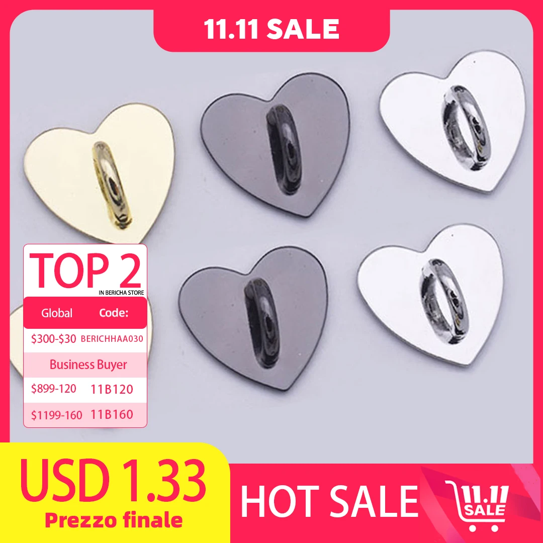 5PCS Kawaii Adhesive Metal Heart Phone Charm Holder Mobile Phone Case Finger Ring Stand Hook Buckle Charm Clasp Accessory String