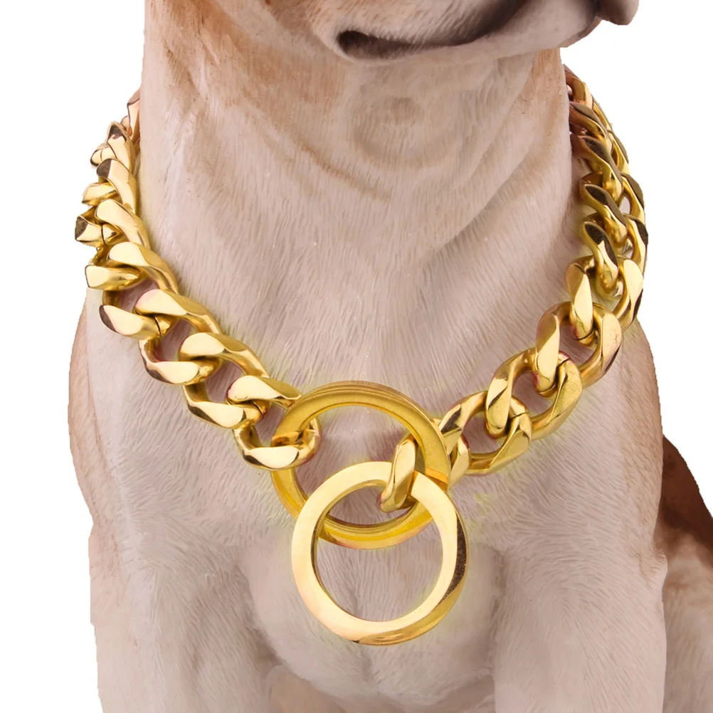 

316L Stainless Steel Dog Collar 16Inch Rose Gold Plated Heavy Duty Pet Chain For Large Dogs Durable Rust Resistant Smooth Pet