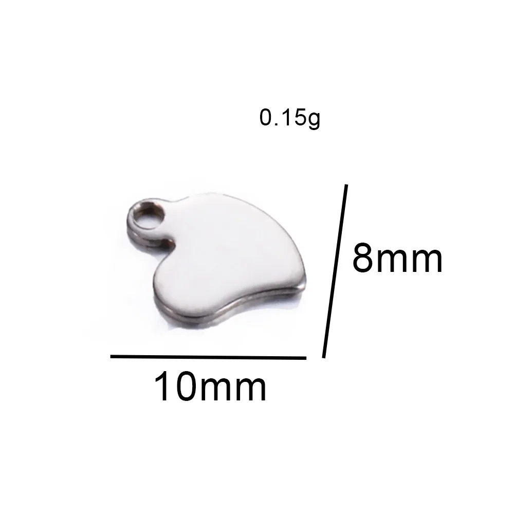 100PCS Großhandel Edelstahl Logo Kleine Herz Charme Schmuck DIY Erkenntnisse Für Anhänger Halskette 6x7mmTag für Logos Machen – Detail 2