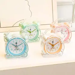 New Cute Luminous Alarm Clock Creative Silent Snooze Wake Up Clocks Metal Girls Time Clocks Home Decor No Ticking Time Clocks