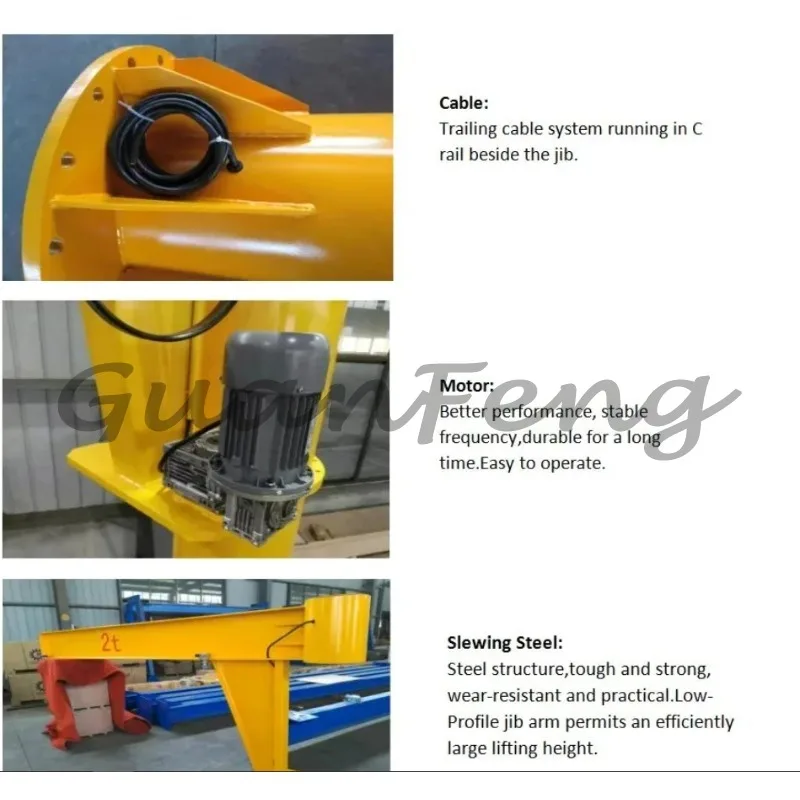 Electric 1Ton 2Ton 3Ton wall mounted cantilever crane wire rope hoist
