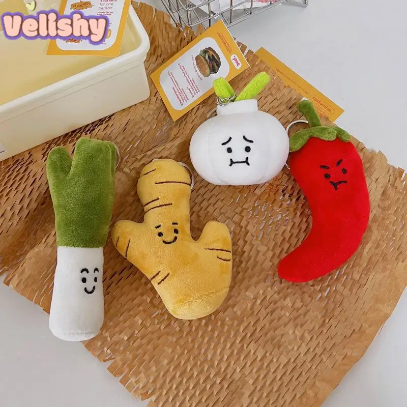 Cartoon Cute Plush Doll Keychain Vegetables Key Chain Keyring Car Phone Charm Pendant Hanging Ornament Gift Accessories Gift