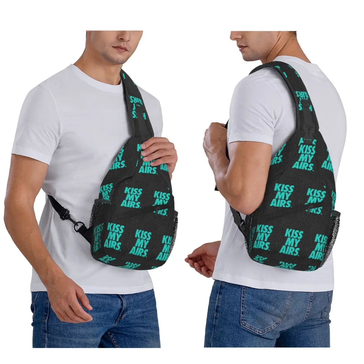 

Kiss My Airs X Atmos Chest Bag Men Sling Crossbody Backpack Chest Bag Traveling Hiking Daypack Shoulder Bag