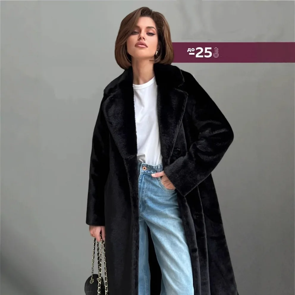 

Шикарное женское пальто из искусственного меха под лису 2026 года, пушистая куртка, роскошная зимняя верхняя одежда для девушек