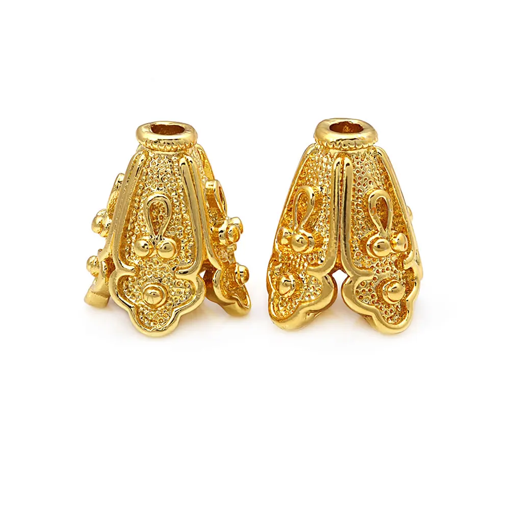 10PCS 18K Gold Color Brass Tree Leaf Leaves Beads Caps High Quality Diy Jewelry Making Necklace Earrings Accessories for Women