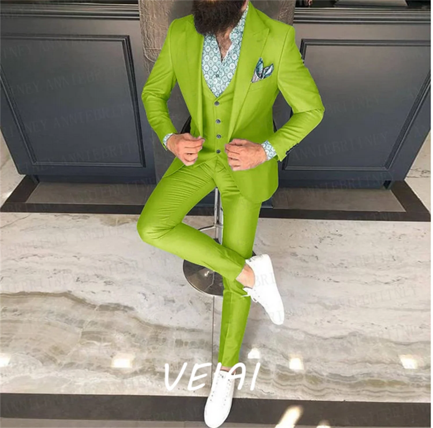 맞춤 슬림핏 정장 3피스, 오버사이즈 남성 블레이저 드레스, 신랑/웨딩 정장, 2022 패션 턱시도 재킷 베스트