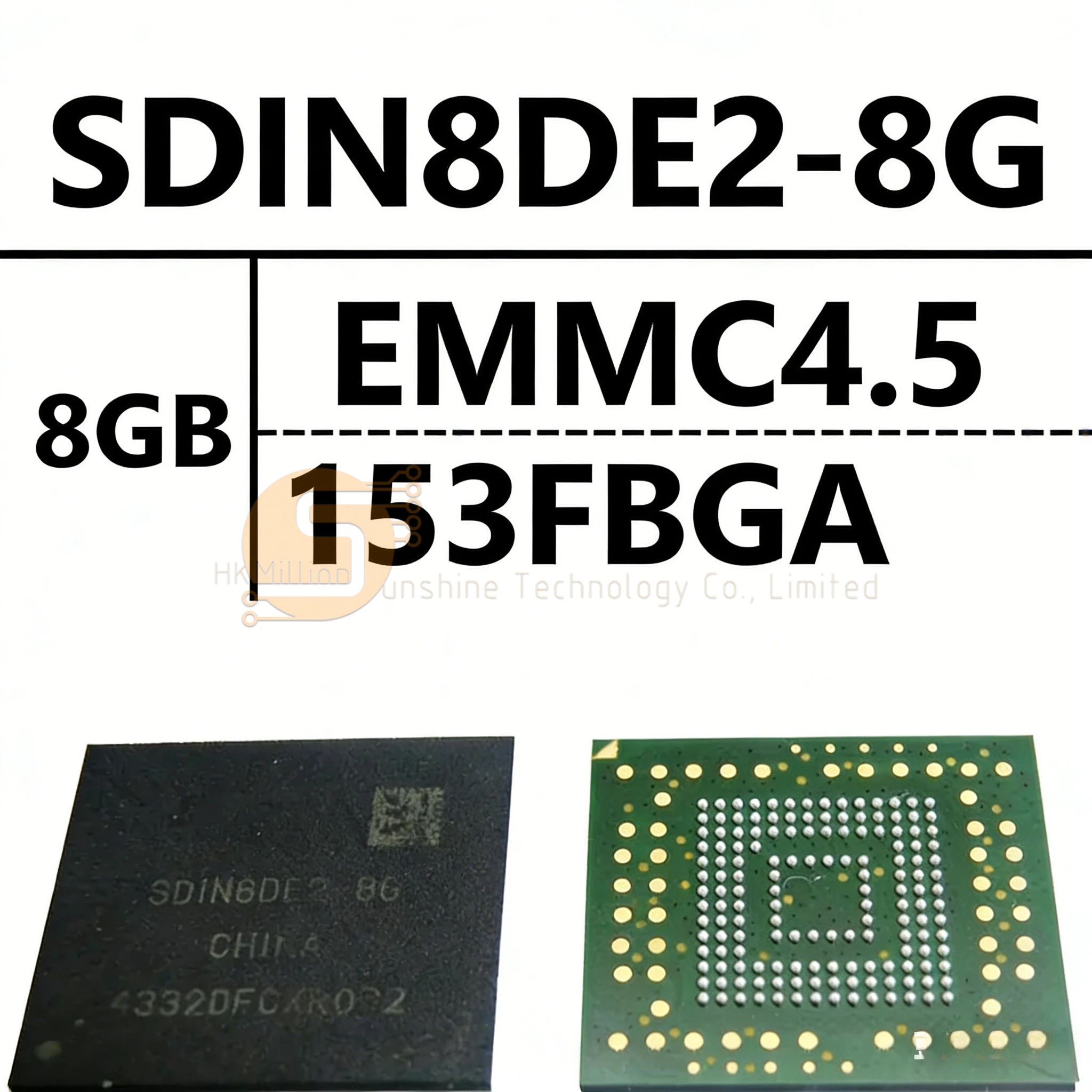 SDIN8DR1-8G SDIN8DE2-8G SDIN8DE1-8G eMMC Chip 8GB eMMC 4.5 153-Ball FBGA Flash Memory IC For TV Box Tablet Smartphone