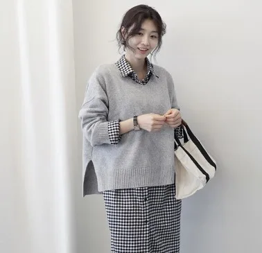 Nouvelle veste longue en coton et lin à carreaux pour femmes 2024, style coréen, ample, mi-longue, col boutonné