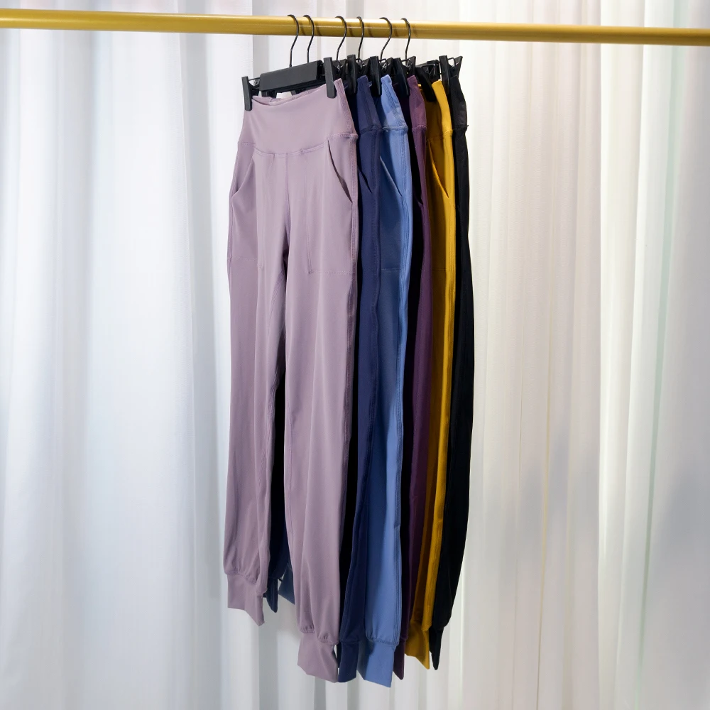 Quick-Dry Yoga Pants Camping Sports Elastic High-Waist Jogger Pants with Pockets for Women Fitness Casual Long Pants