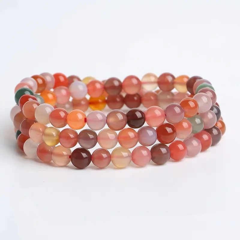 Yanyuan Agate -Ring Multi-Layer Three Rings Buddha Beads ColorfulRough Stone Bracelet