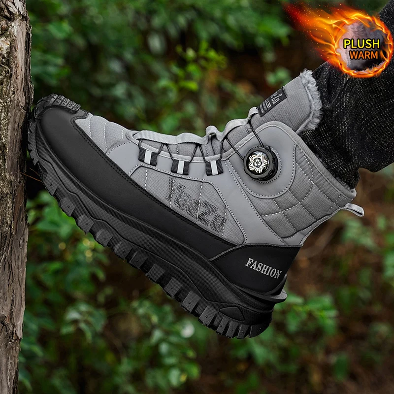 2025 new Winter oversized men's boots waterproof cold resistant plush and warm snow boots outdoor thick soled casual work boots image 6