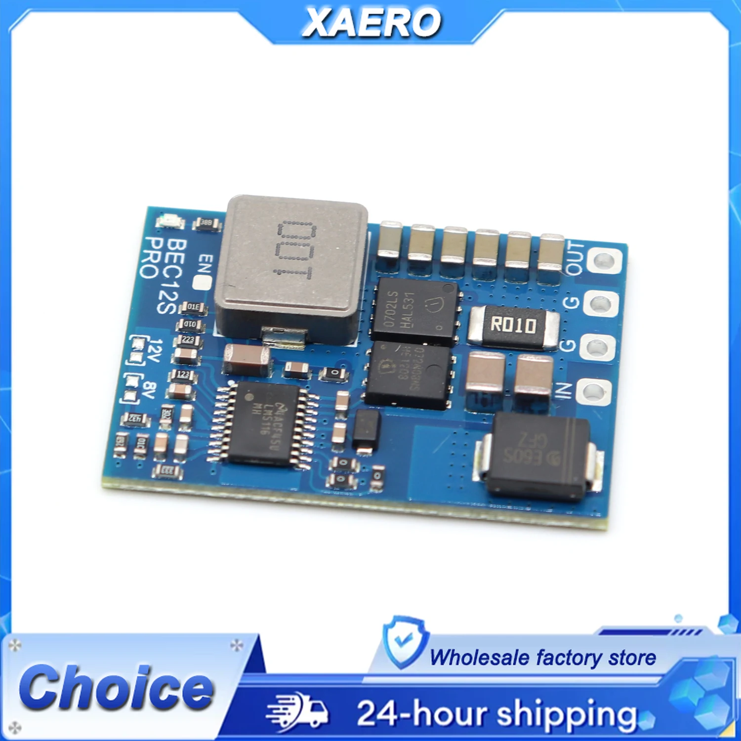 

XAERO BEC12S PRO 9-55V to 5V/8V/12V 5A Adjustable BEC with TVS Protection - Voltage Regulator for RC Model
