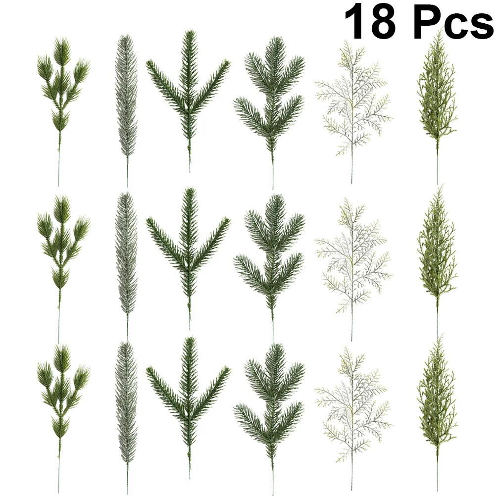 

18Pcs Artificial Christmas Leaf Decor Simulation Lifelike Pine Cypress Leaves for Home Wedding Party Garden Decoration