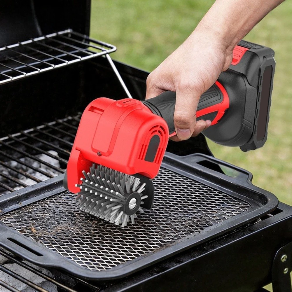 12V Cordless Electric Grill Brush For BBQ Cleaning With Stainless Steel Bristles Wireless Handheld Scrubber For Outdoor Grates