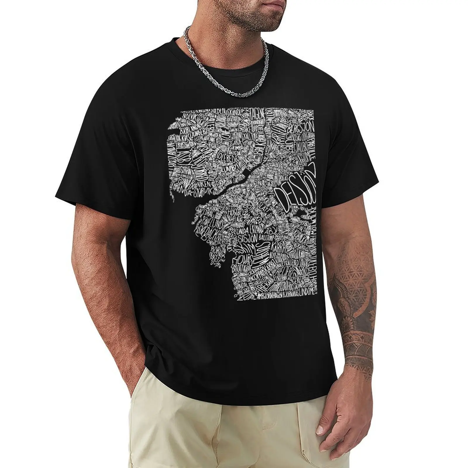 Typographic Map of Gothenburg (Black) T-Shirt t shirts for man pack cotton T-Shirt