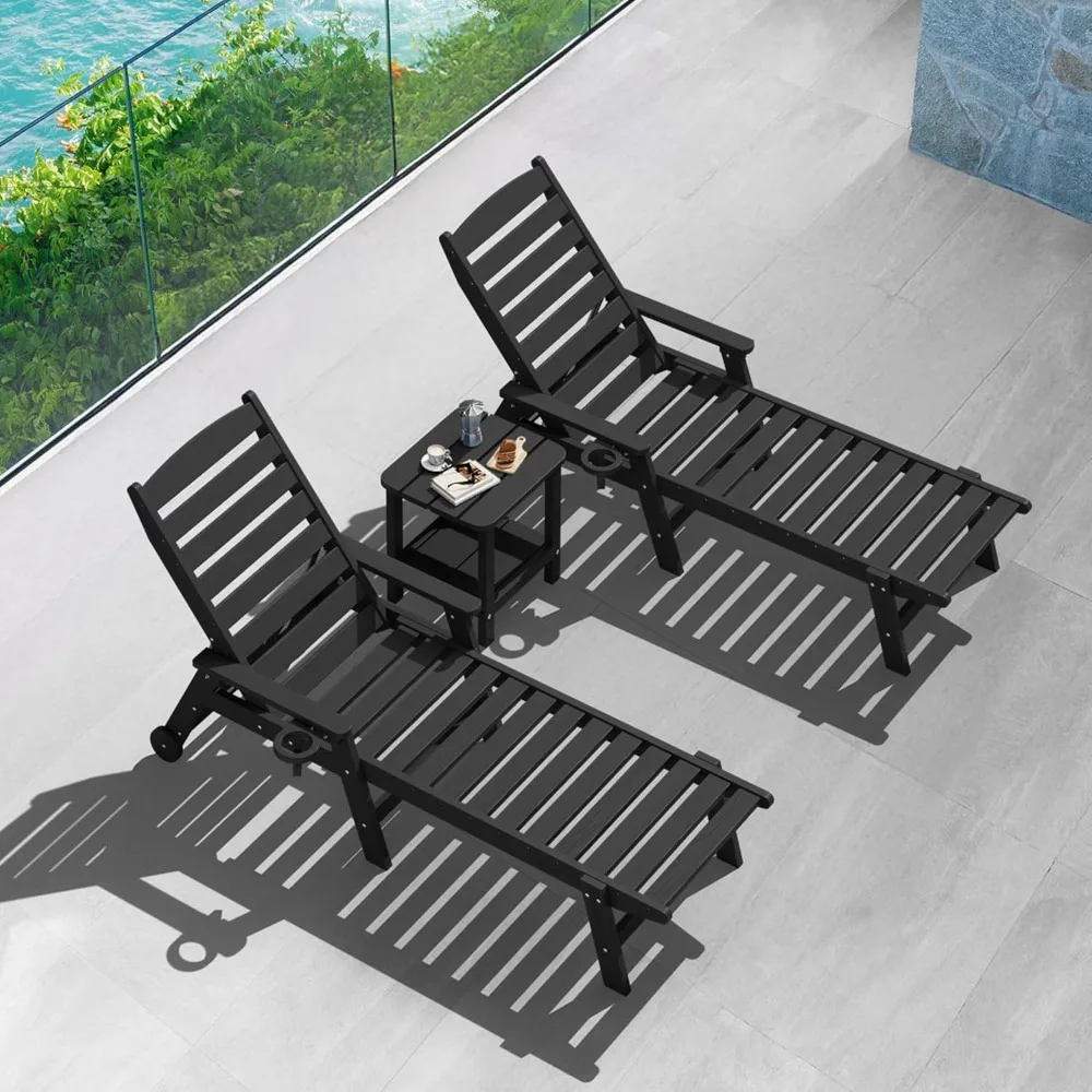 Ensemble d'appoint double Adirondack de 4, table d'appoint rectangulaire, noir